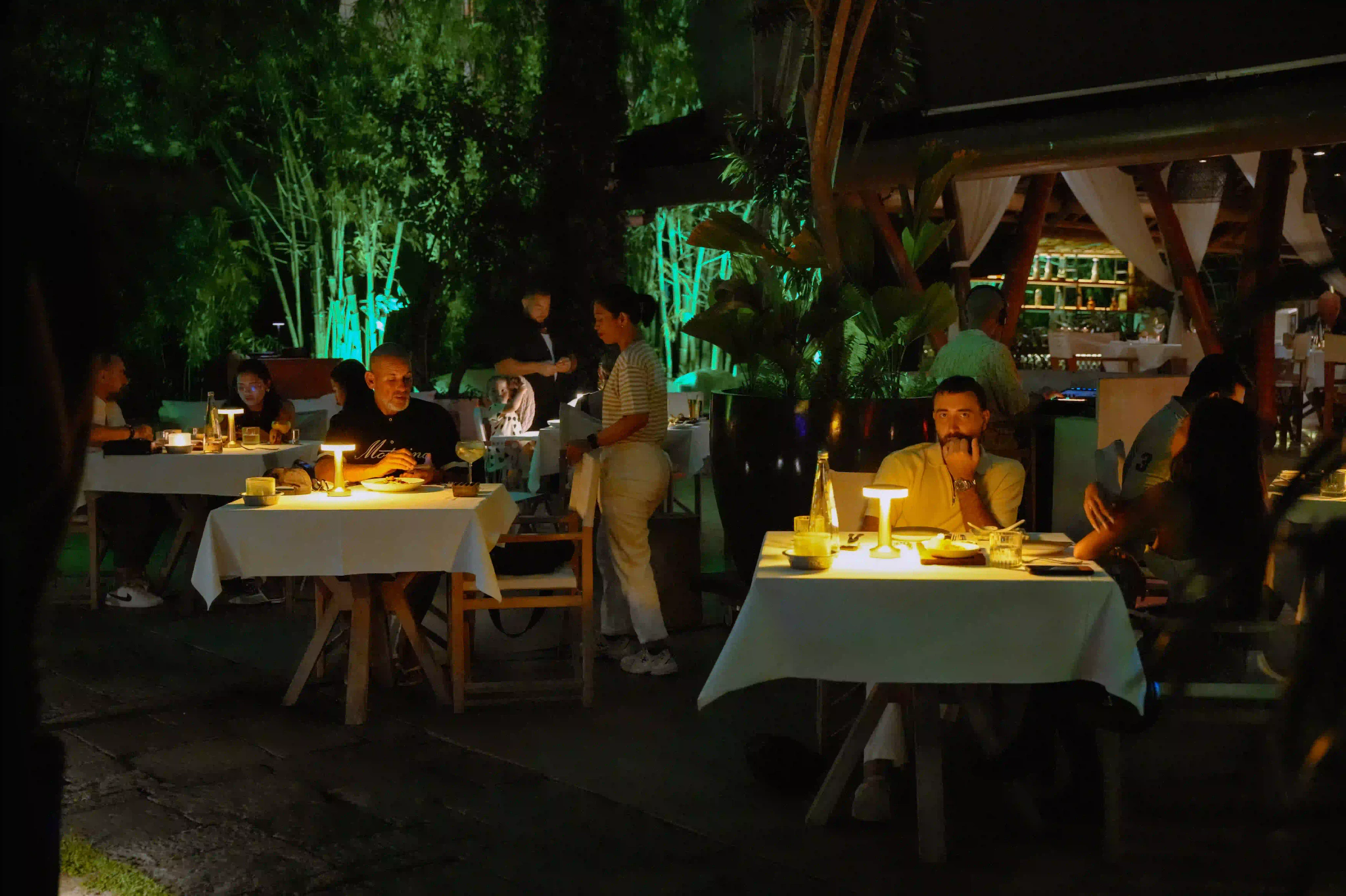 Luxury seafood restaurant dinner atmosphere at Sardine Seminyak Bali